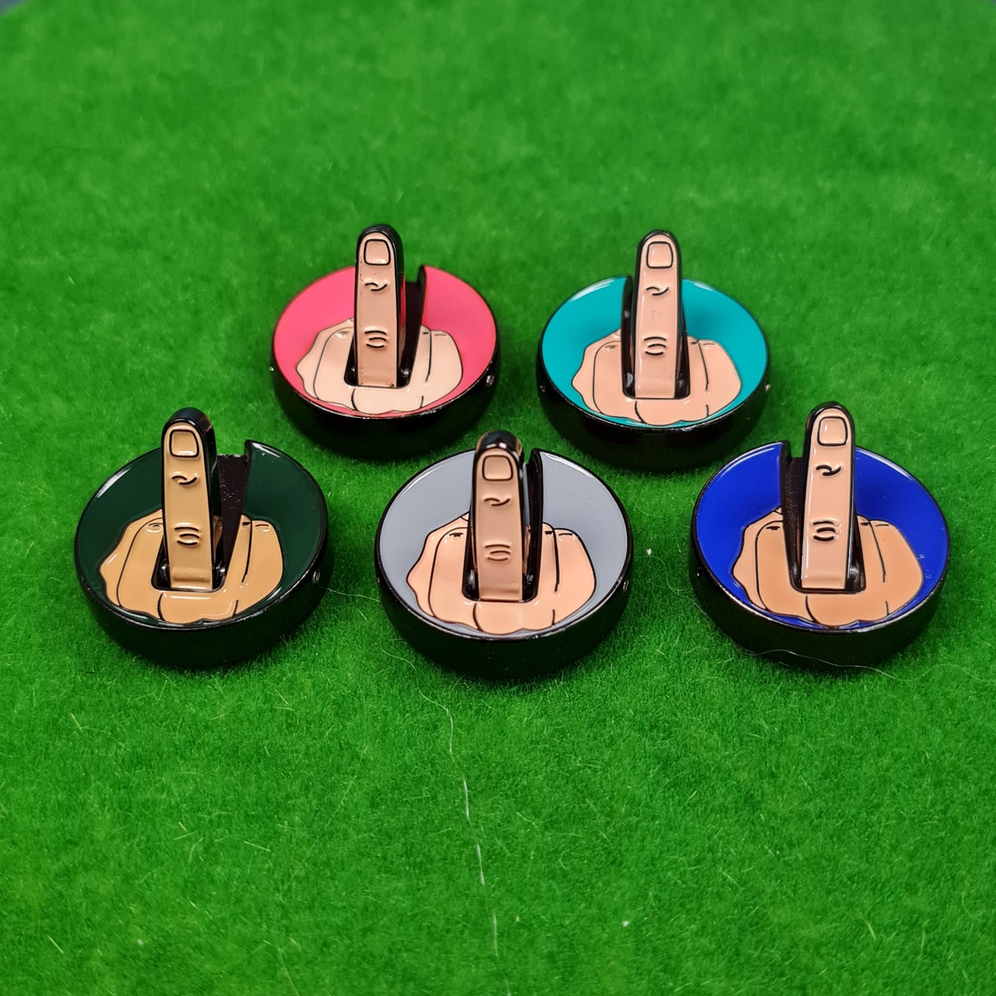 Funny Rude Middle Finger Theme Golf Ball Marker 5 Colours Diameter 25mm