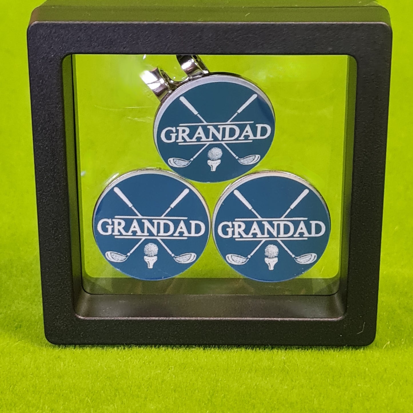 3 x 25mm Personalised Golf Ball Markers and Magnetic Hat Clip Father's Day Gift