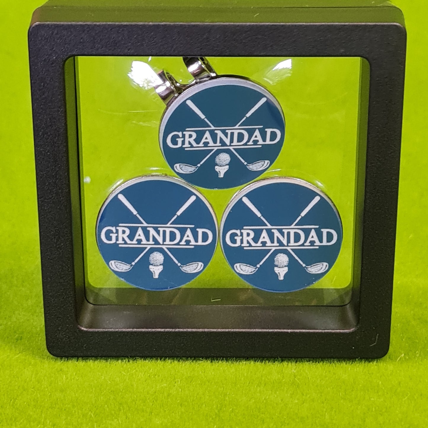 3 x 25mm Personalised Golf Ball Markers and Magnetic Hat Clip Father's Day Gift