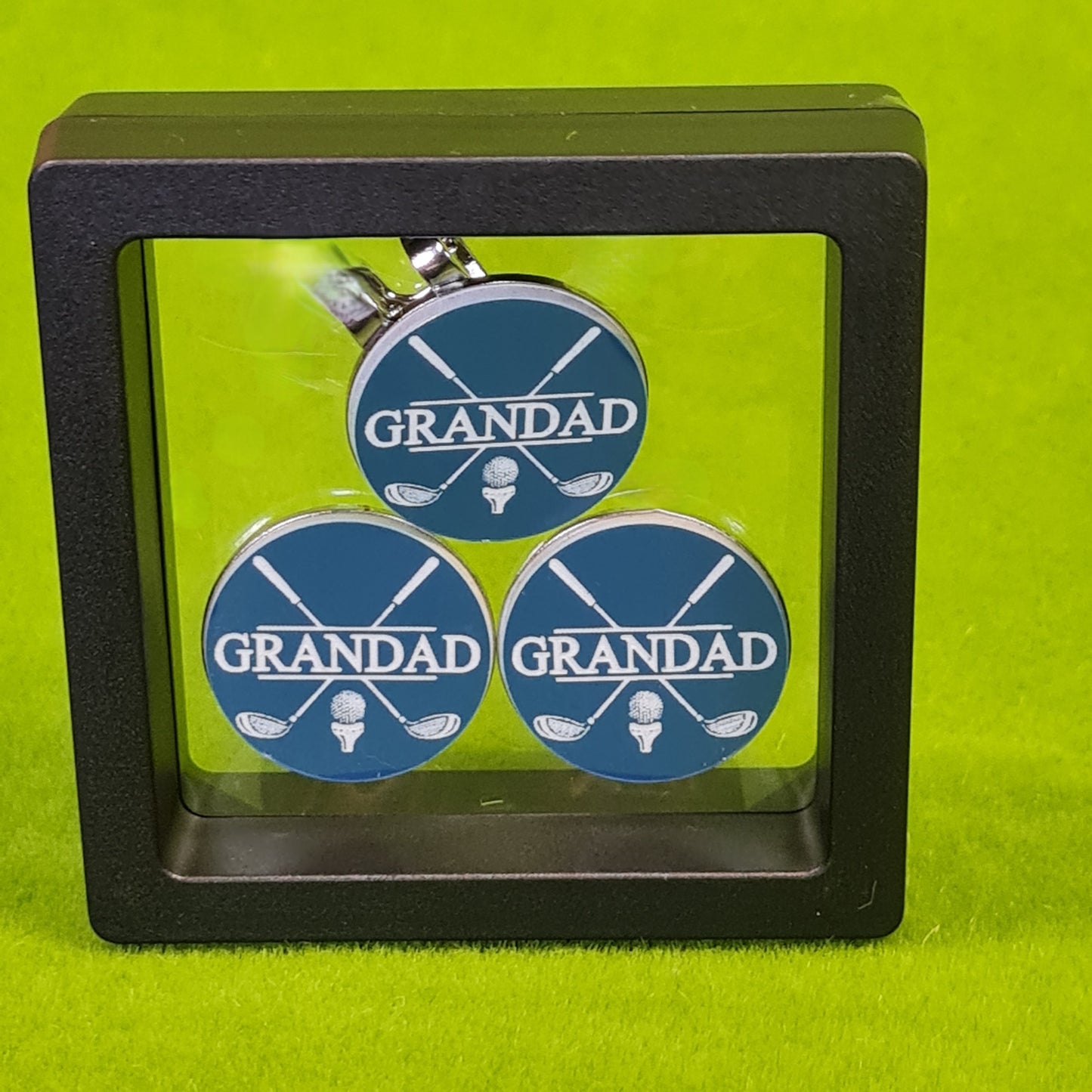 3 x 25mm Personalised Golf Ball Markers and Magnetic Hat Clip Father's Day Gift