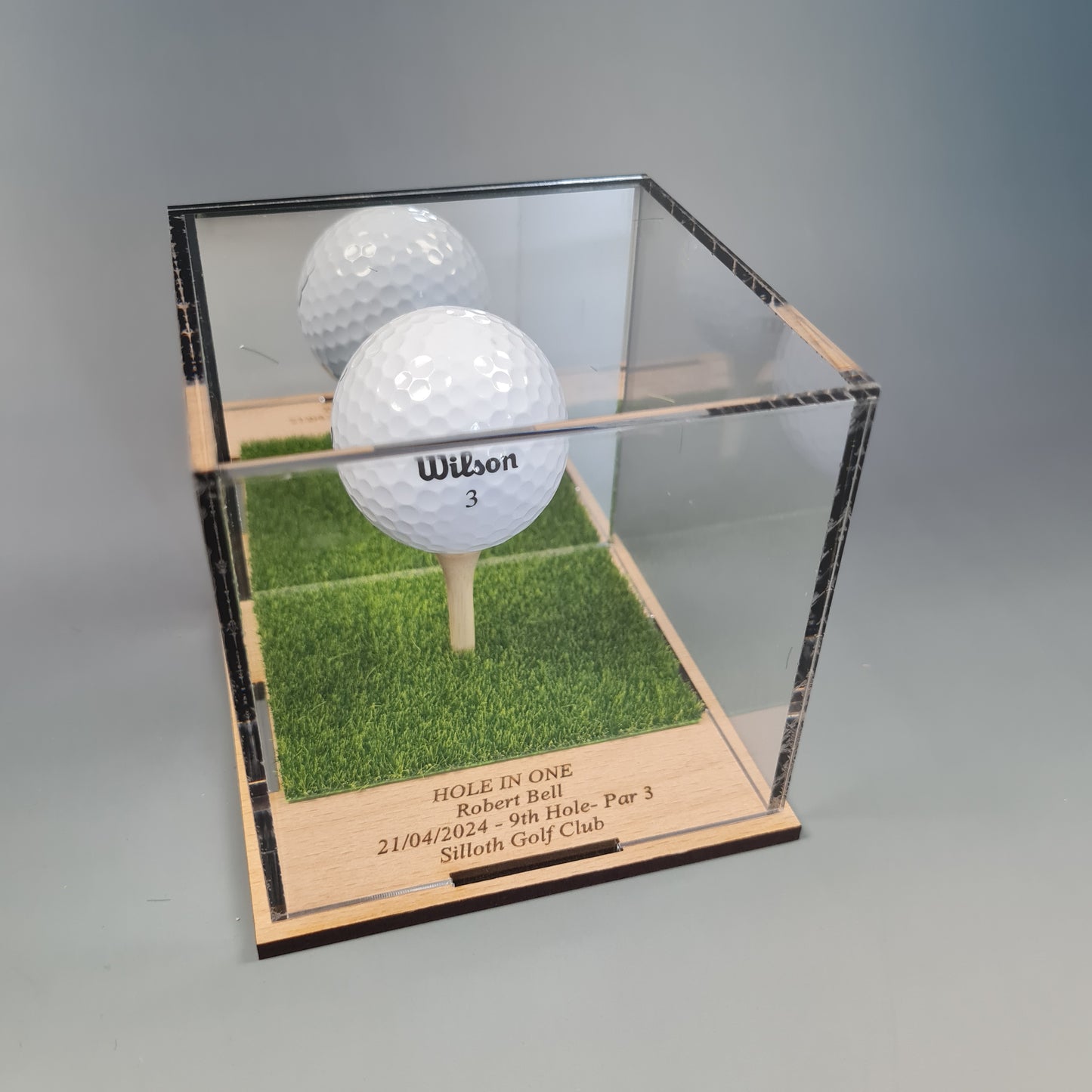 Golf Ball Display Stand Personalised Base Case Hole in One Club Champion Competition Prize Gift Nearest Pin Putting Longest Drive