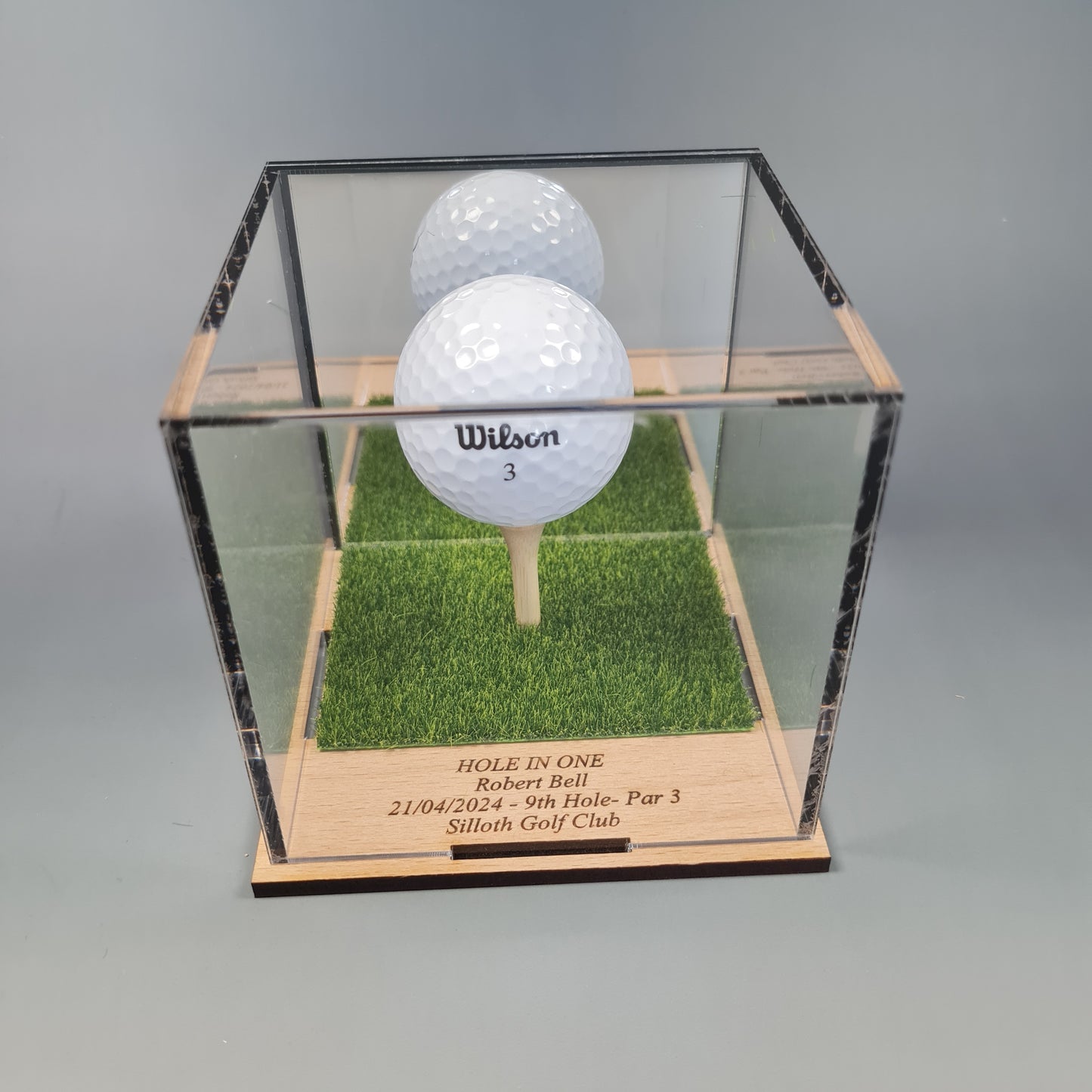 Golf Ball Display Stand Personalised Base Case Hole in One Club Champion Competition Prize Gift Nearest Pin Putting Longest Drive