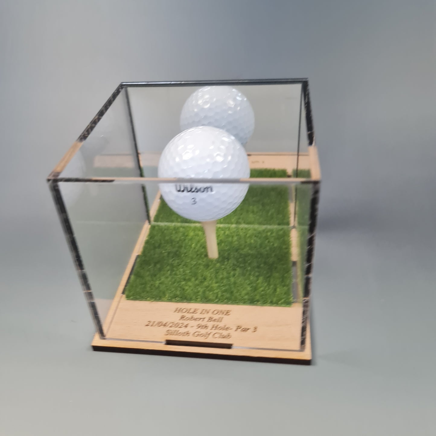 Golf Ball Display Stand Personalised Base Case Hole in One Club Champion Competition Prize Gift Nearest Pin Putting Longest Drive