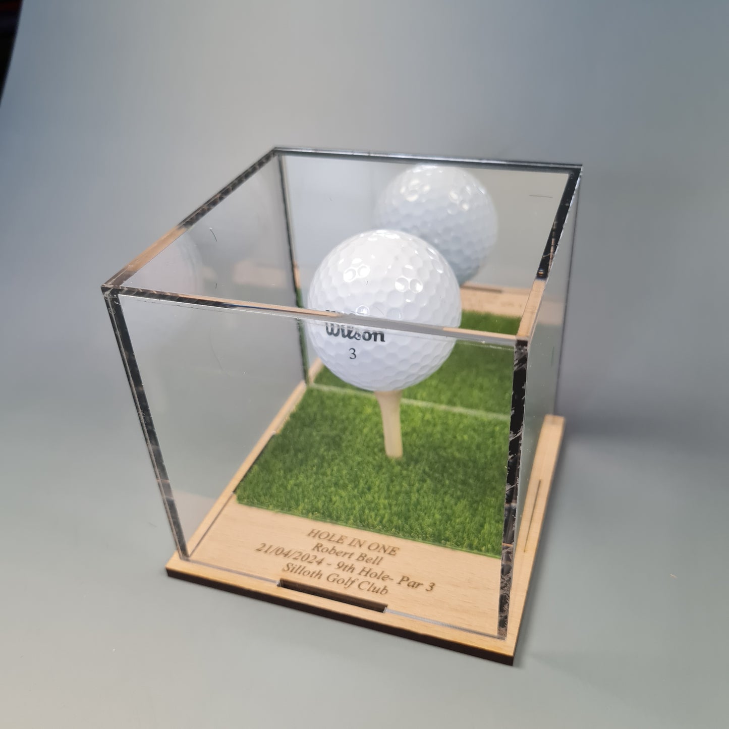 Golf Ball Display Stand Personalised Base Case Hole in One Club Champion Competition Prize Gift Nearest Pin Putting Longest Drive