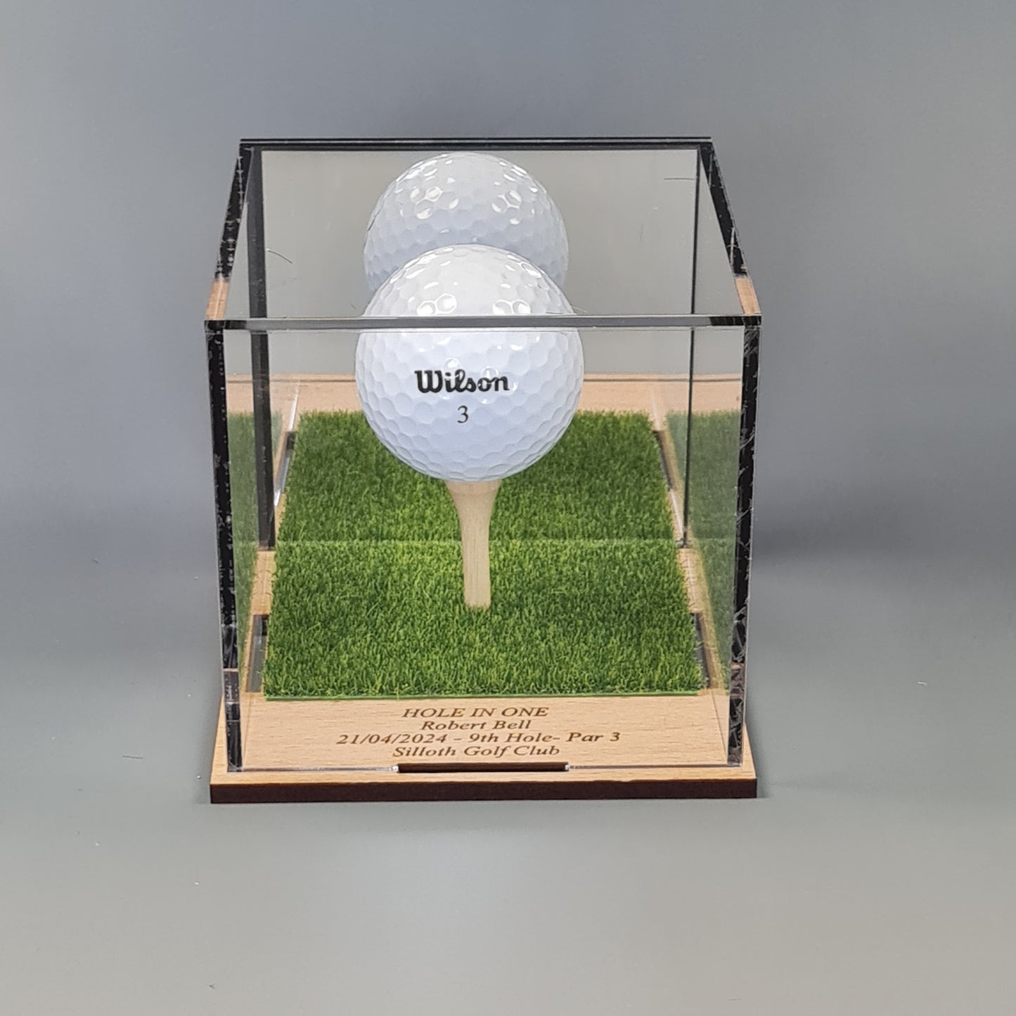 Golf Ball Display Stand Personalised Base Case Hole in One Club Champion Competition Prize Gift Nearest Pin Putting Longest Drive