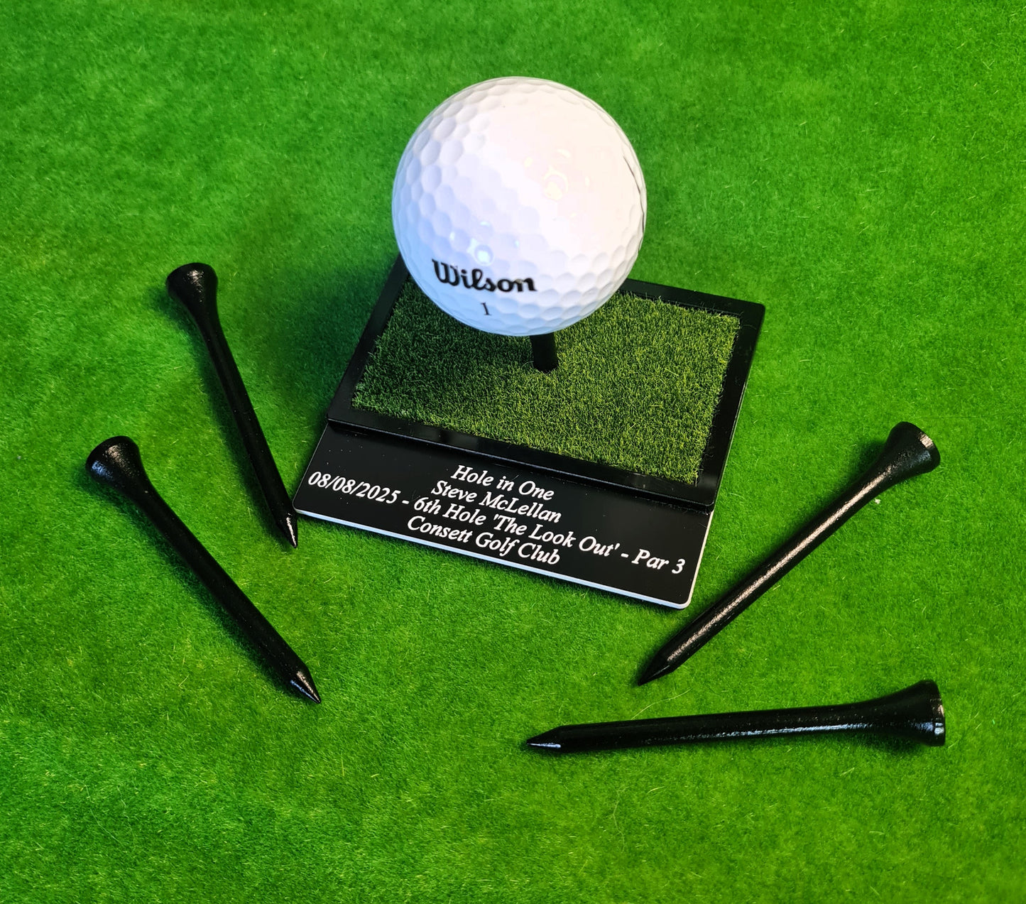 Golf Ball Display Stand Personalised Base Hole in One Club Champion Competition Prize Gift Nearest Pin Putting Longest Drive