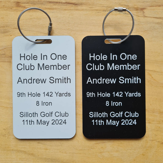 Personalised Hole in One Club Member Golf Bag Tag Gift Birthday Celebration