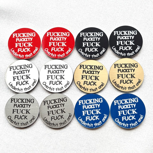 2 x Sweary Rude Humorous Golf Ball Markers Gift For Golfers Birthday Gift